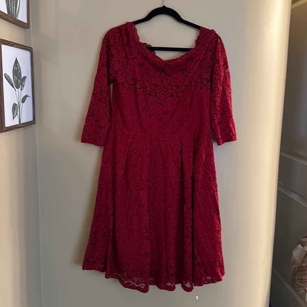 Red lace party dress